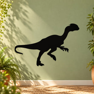 Black running Dilophosaurus wall decal sticker, dinosaur silhouette