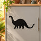 Black brontosaurus decal silhouette on a light background door panel