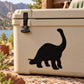 Black brontosaurus silhouette decal on a light surface