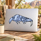 Blue sabertoothed dinosaur decal sticker with roaring head illustration