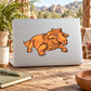 Orange horned dinosaur sticker with detailed cartoon face and body