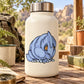 White water bottle with blue dinosaur sticker