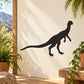 Black Compsognathus dinosaur wall decal with standing silhouette and long tail
