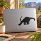 Black diplodocus silhouette decal for laptop, long neck and curved tail