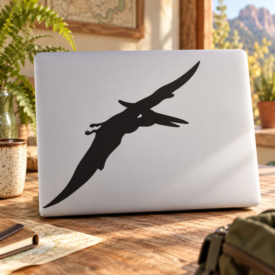 Pteranodon silhouette decal, black design on light surface