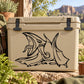Pterosaurus decal sticker with black outline on light surface