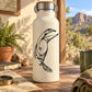 Black gallimimus decal with dinosaur sketch on water bottle