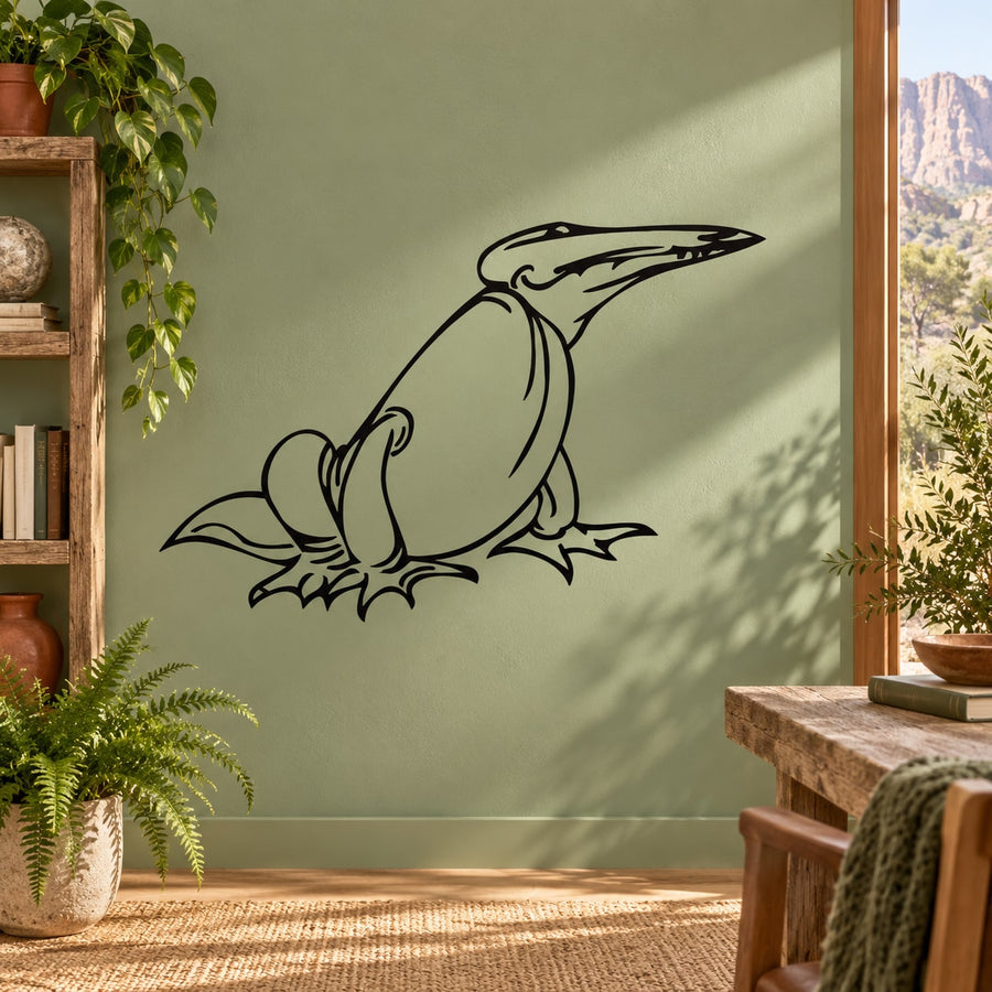 Black beaked dinosaur wall decal with detailed outline and claws