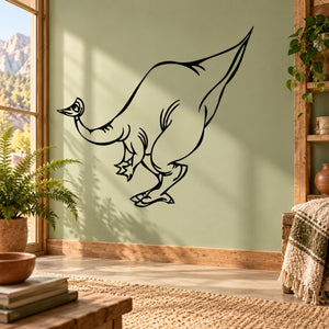 Black dinosaur line-art wall decal with roaring stance