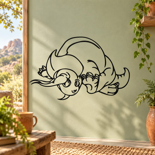 Charging triceratops wall decal with black outline graphic