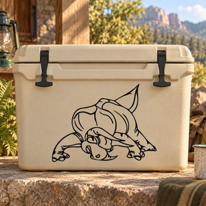 Black triceratops cartoon decal for cooler
