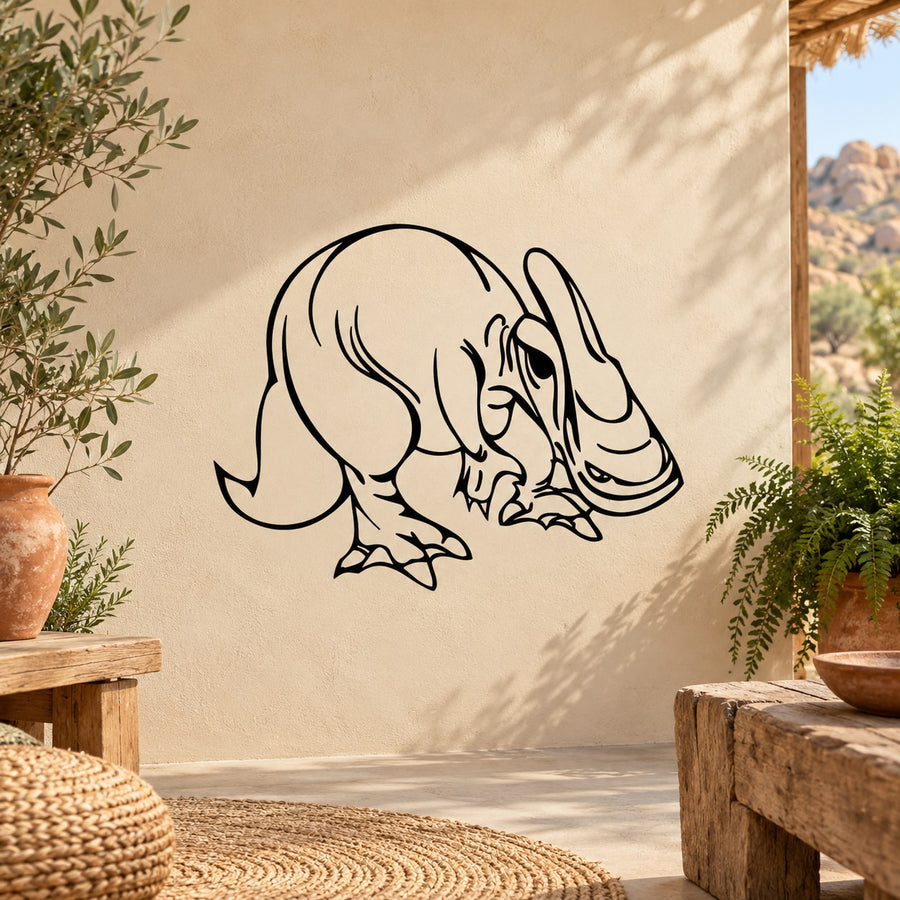 Black line-art Saurolophus dinosaur wall decal