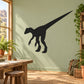 Black leaving dinosaur silhouette wall decal with long tail