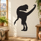 Dinosaur silhouette wall decal of a dinosaur looking back, black