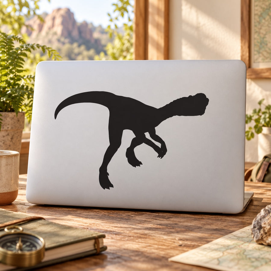 Walking Dilophosaurus decal showing a black dinosaur in a walking pose