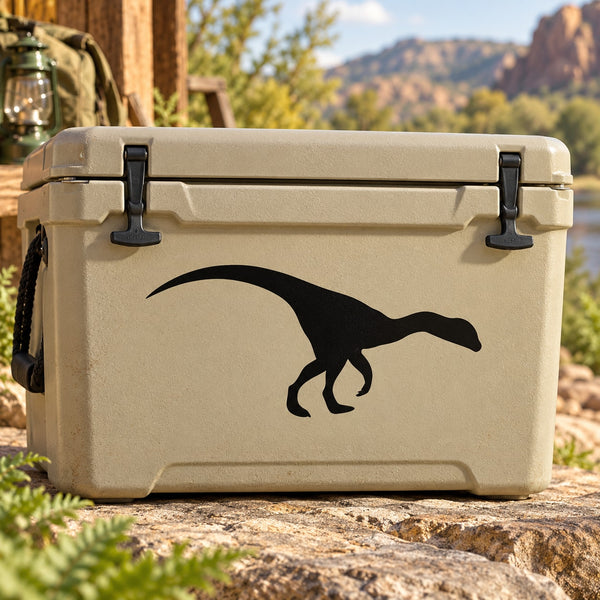 Black Dilophosaurus dinosaur decal sticker with open frill silhouette