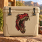 Roaring raptor head decal sticker with red and brown details