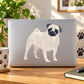White origami-style dog sticker with black muzzle, eyes, and nose