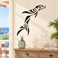 Tribal leaping dolphin wall decal, black swirl design