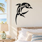 Black tribal dolphin wall decal with fin and tail silhouette