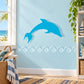 Blue dolphin and wave wall sticker with two dolphins and a swirling wave border