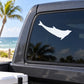 White dolphin silhouette decal on car window