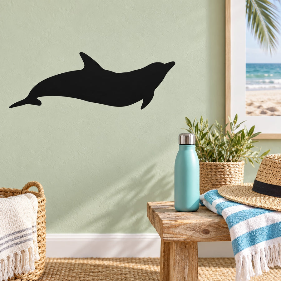 Black swimming dolphin wall decal