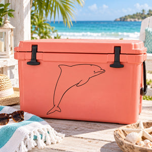 Dusky dolphin decal on coral cooler