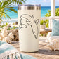 Insulated tumbler with dolphin diving line-art decal, stainless top