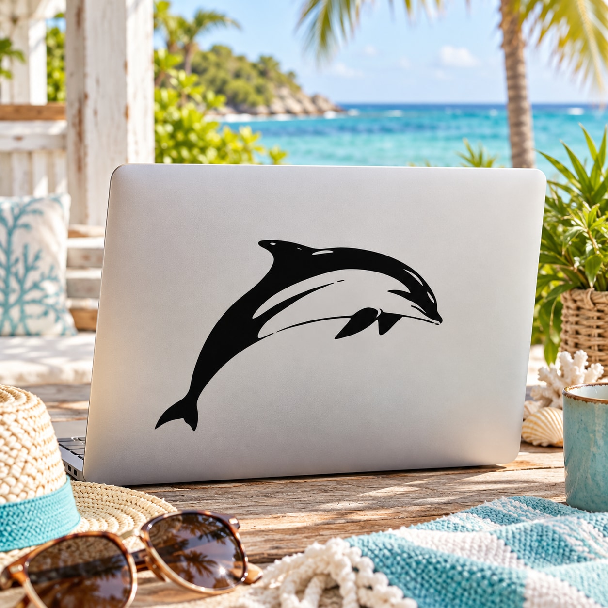 Black dolphin silhouette decal