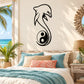 Black dolphin and tail yin yang wall decal, bold line art