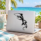 Dolphin making waves decal with black dolphin silhouette on light background