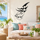 Dolphin tail blade decal sticker with bold black outline for walls and windows