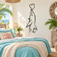 Heart-touching dolphin beak line-art wall decal, black outline on a white surface