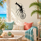 Dolphin dive moon swirl wall decal with black and white outlined design