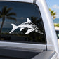 Spotted dolphin car decal, white silhouette on window glass