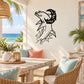 Dolphin tribal moon rising wall decal in black line art
