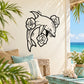 Floral dolphin wall decal, black line art with flowers