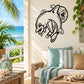 Kids wall decal: friendly dolphin jumping with moon, black outline