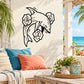Dolphin wall decal with rose flower detailing, black outline