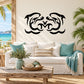 Twin dolphin decal, black gestural wall sticker design
