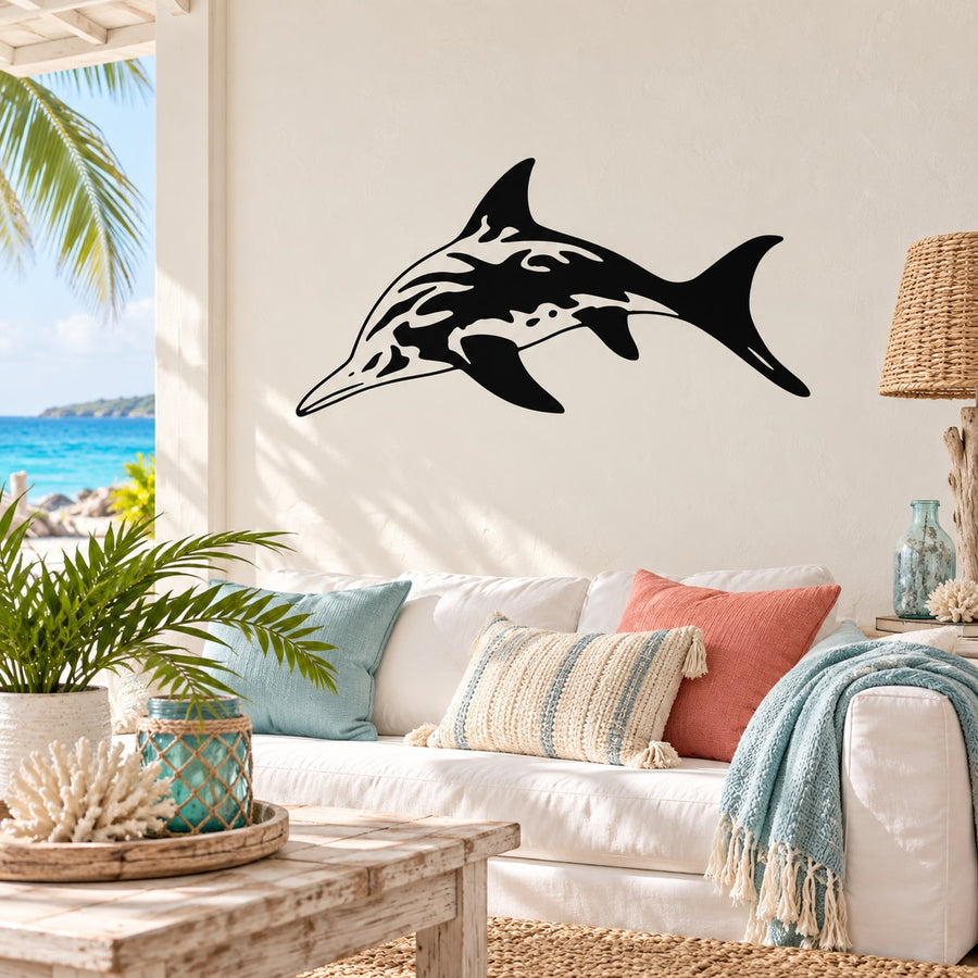 Black spotted dolphin wall decal silhouette