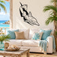 Spiky dolphin contour wall decal in black and white