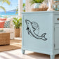 Black space dolphin moon wall decal, outline dolphin with dotted body