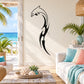Black tribal dolphin tail and moon wall decal