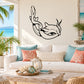 Dolphin banner wall decal, black line-art dolphin with ribbon accents