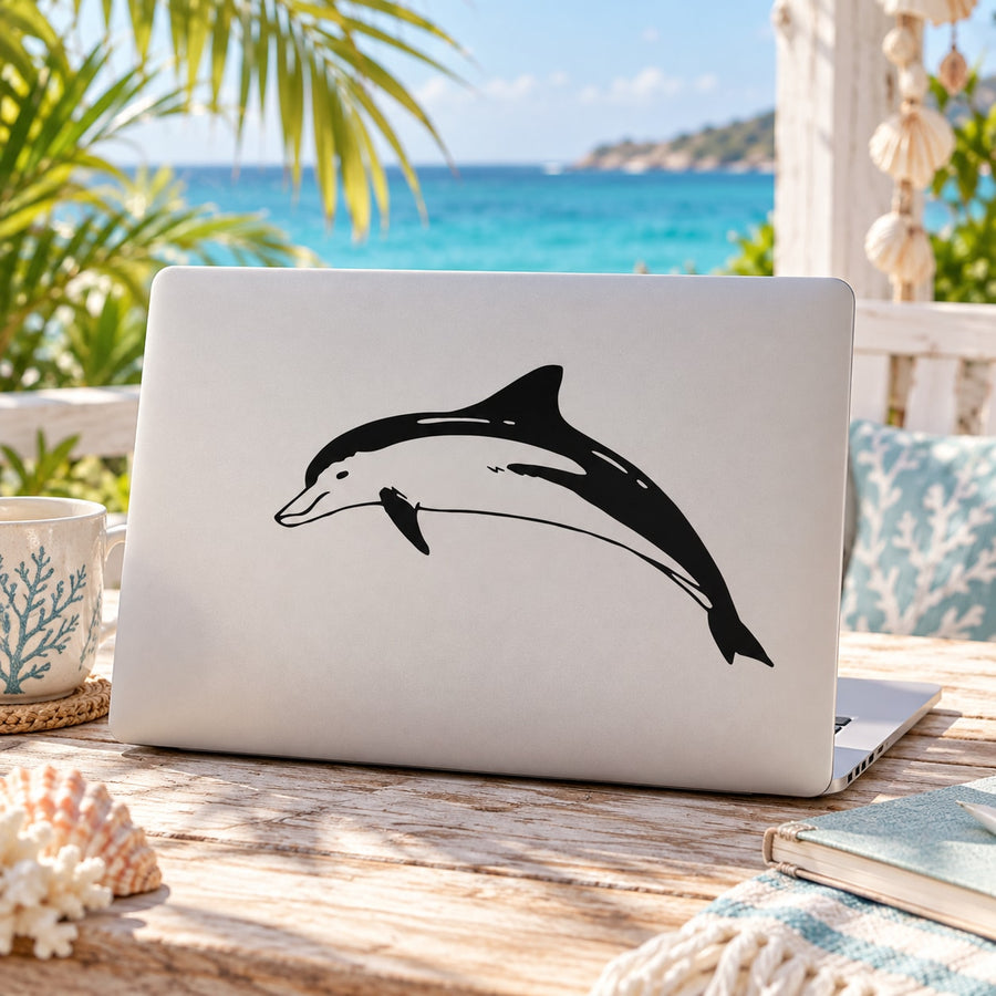 Black dolphin floating decal sticker