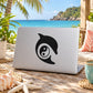 Black dolphin yin-yang decal with yin yang circle symbol on white surface