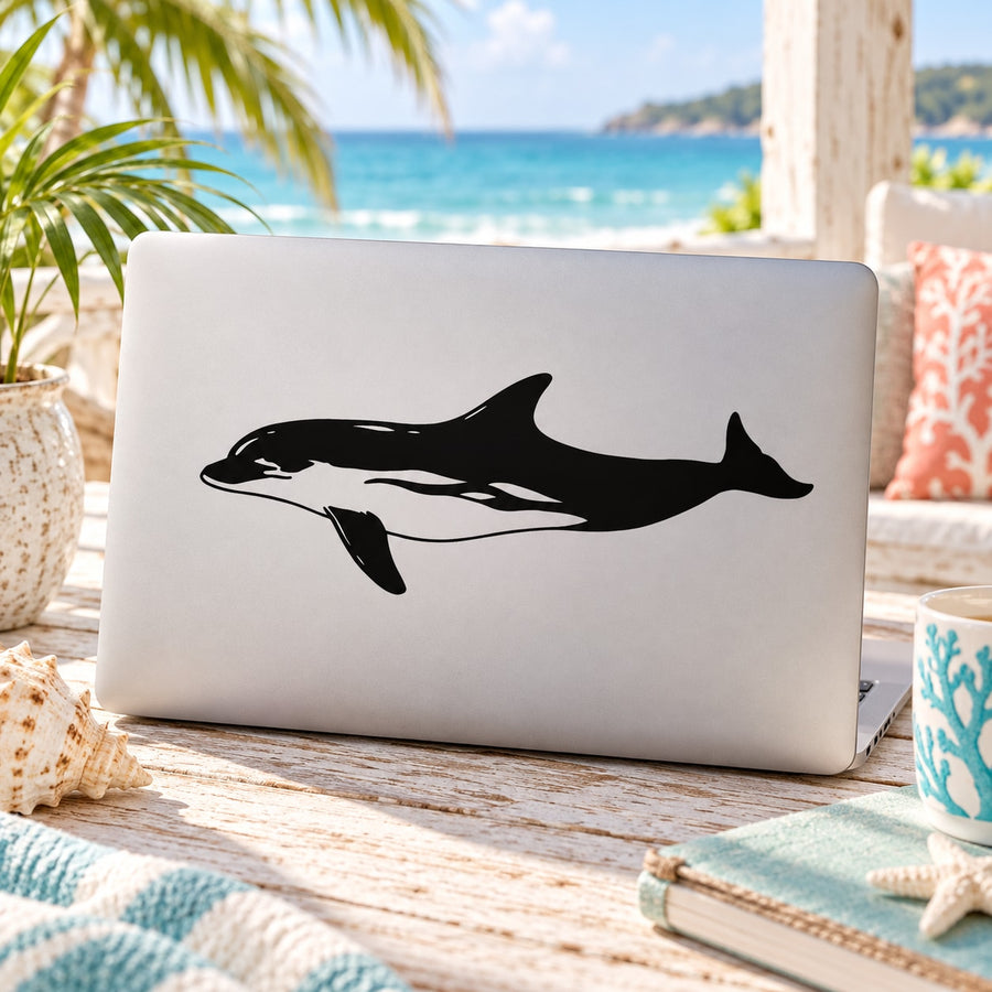 Black dolphin silhouette vinyl decal