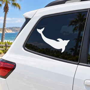 White dolphin sideways silhouette car window decal